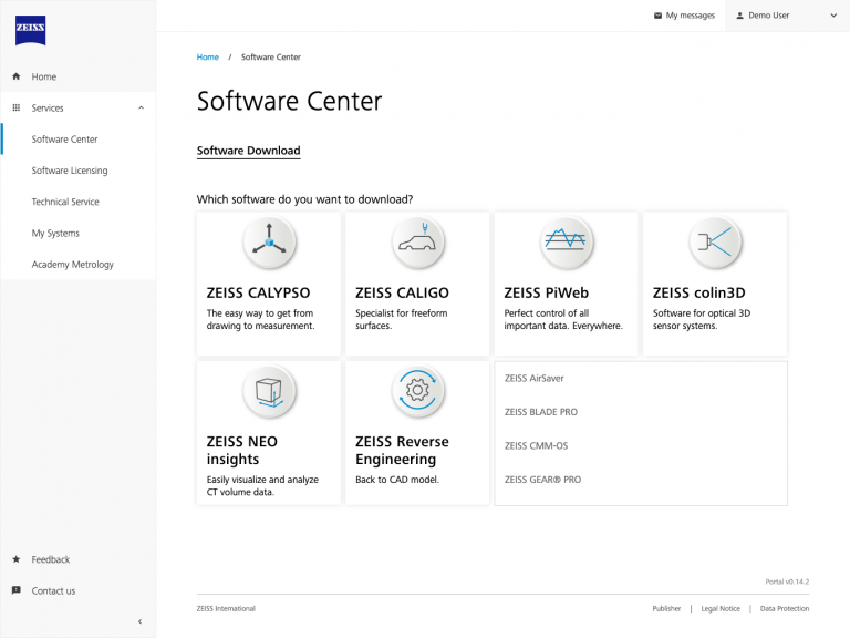 ZEISS Metrology Portal – Software Center