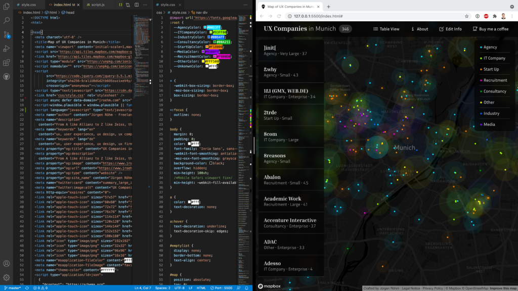 Coding the map of UX companies in Munich